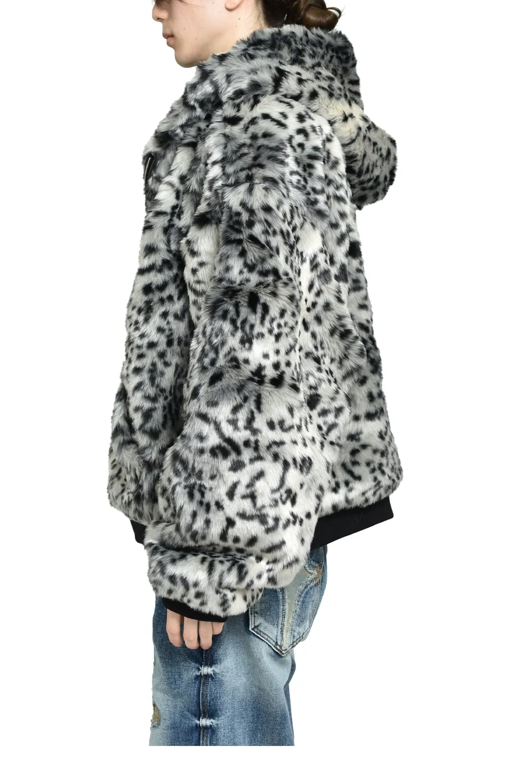 Leopard Fur Jacket / Wht/Blk
