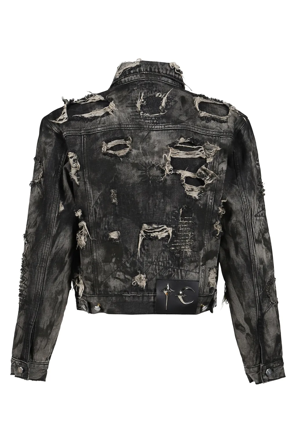 Hard-Washed Damaged Denim Jacket / Blk