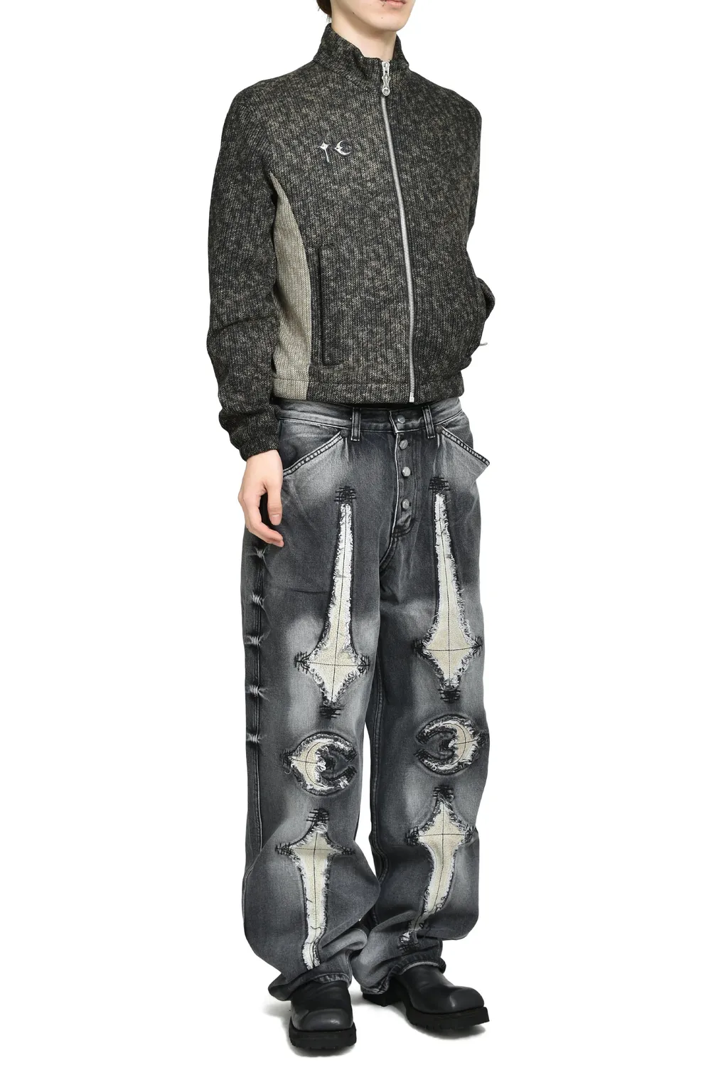 Devil Peace Patch Knit Jacket / Blk