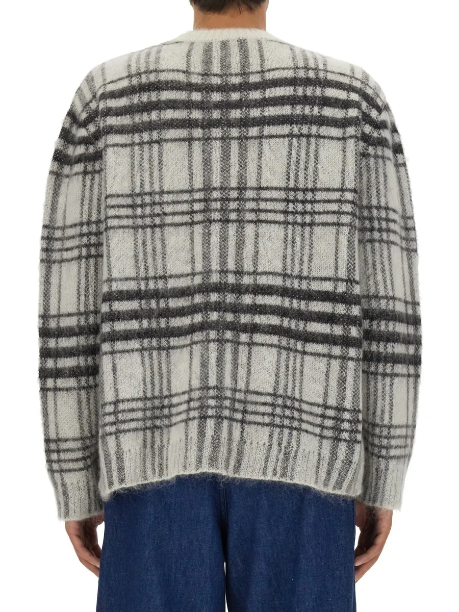 Jw Anderson Logo Intarsia-Knit Checked Jumper