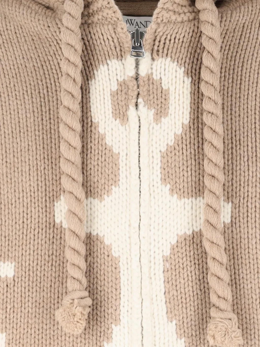 Jw Anderson Logo Intarsia-Knit Zipped Hoodie