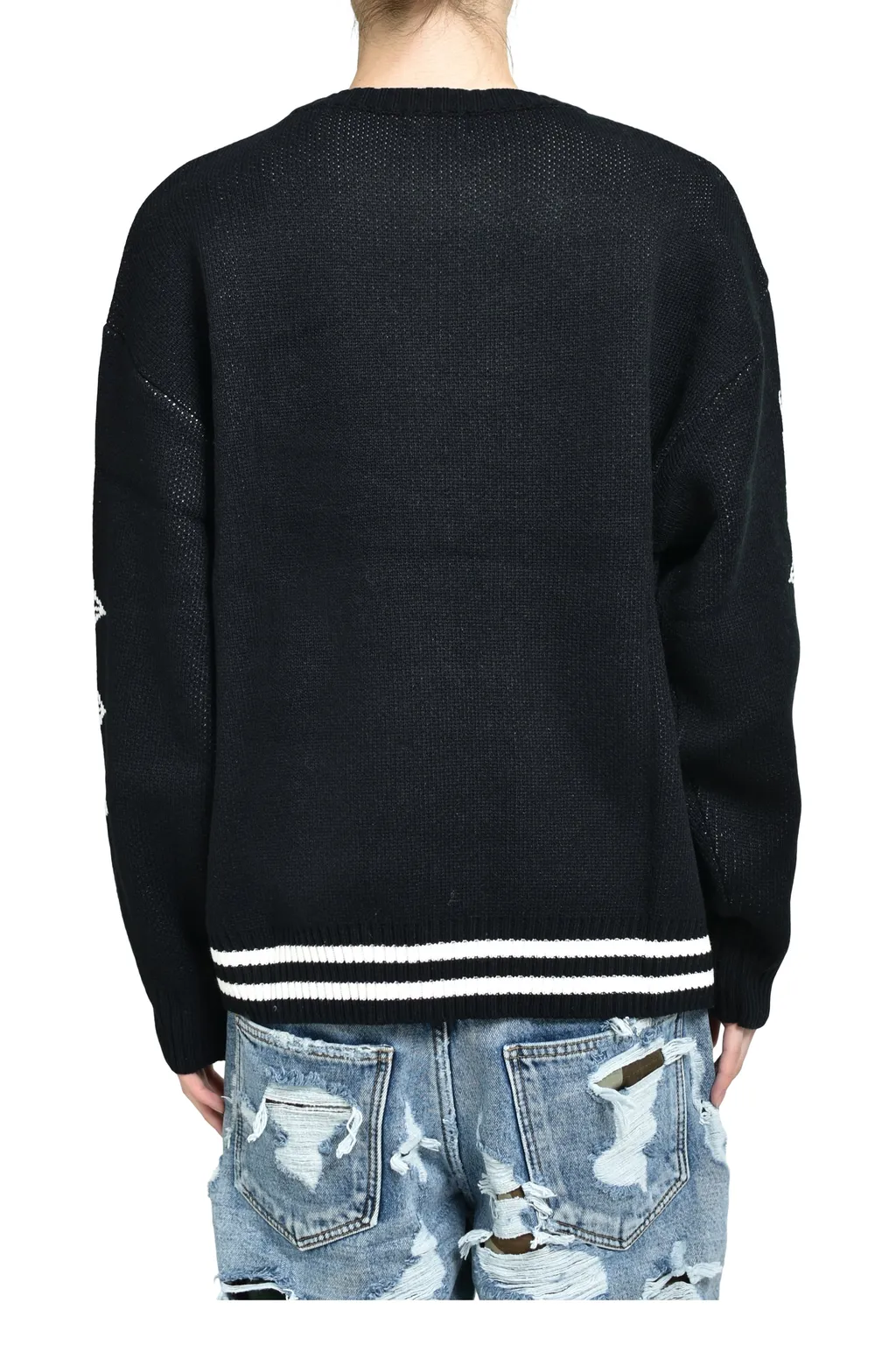 Tc Bone Knit Sweater / Blk/Wht