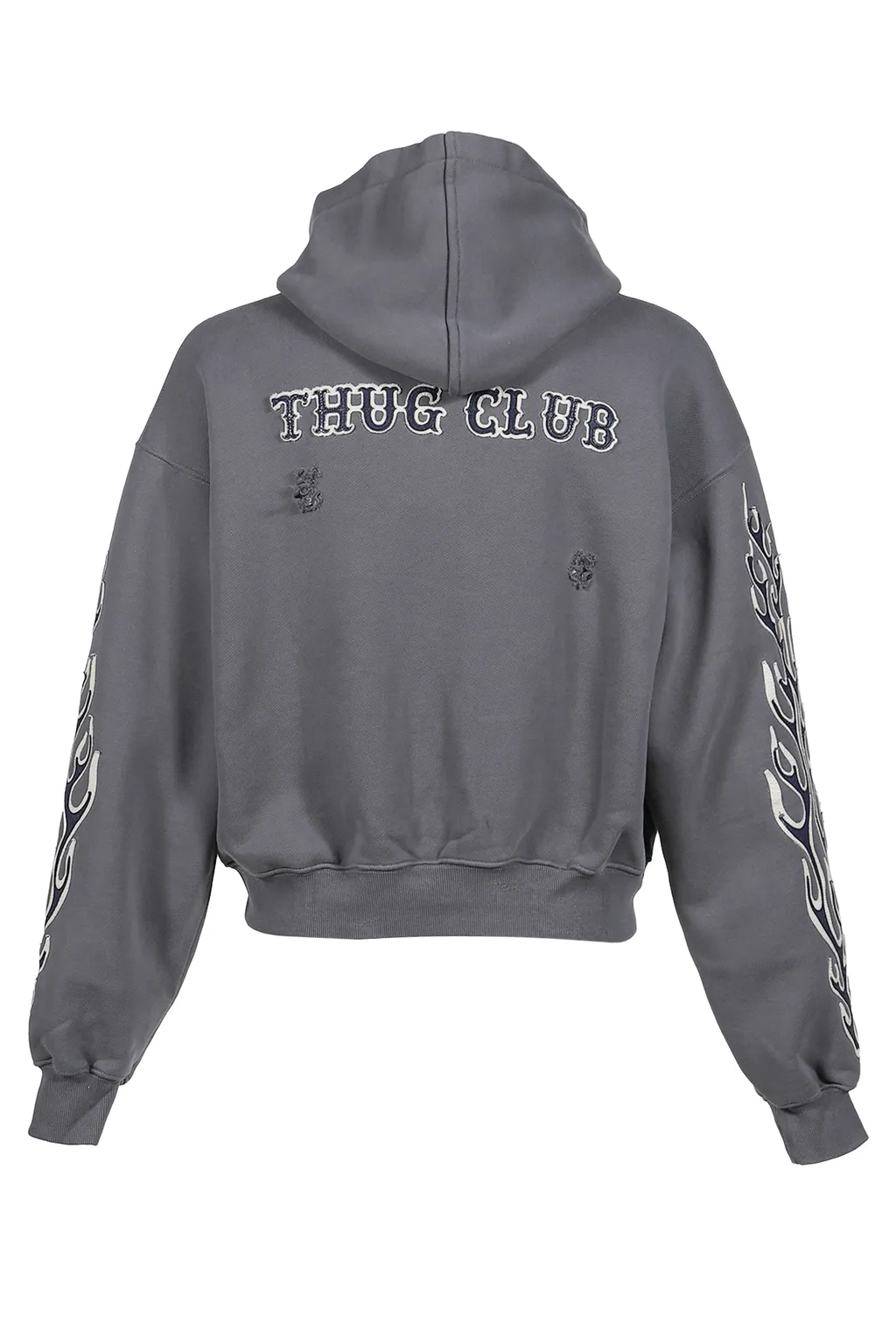 Leather Flame Hooded Zip-Up / Gry