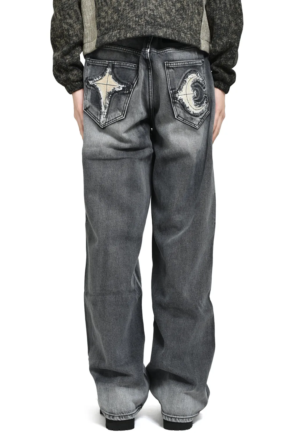 Tc Bone Leather Denim Pants / Blk