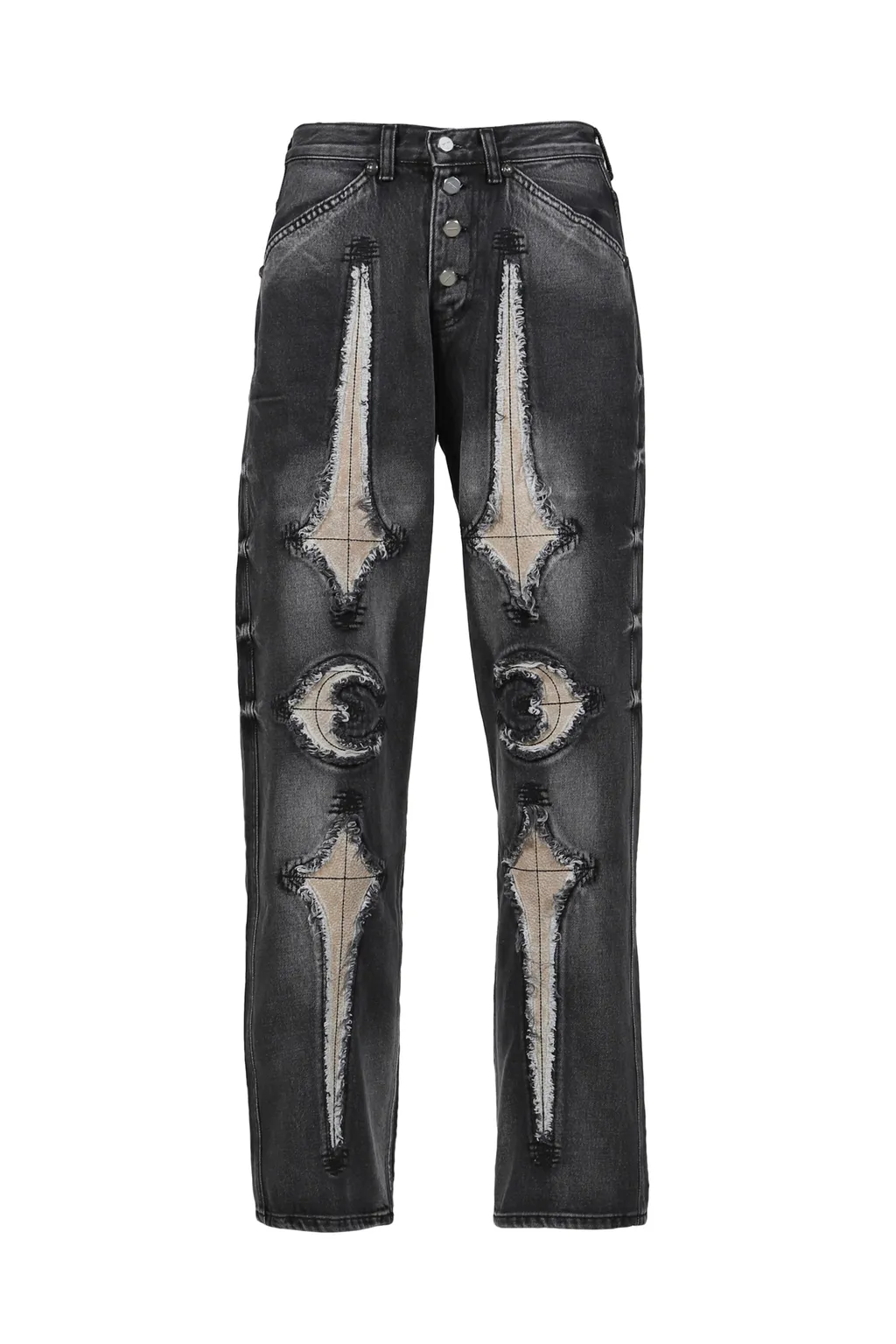 Tc Bone Leather Denim Pants / Blk
