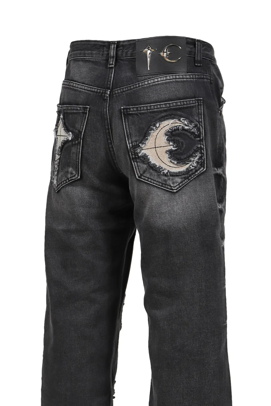 Tc Bone Leather Denim Pants / Blk