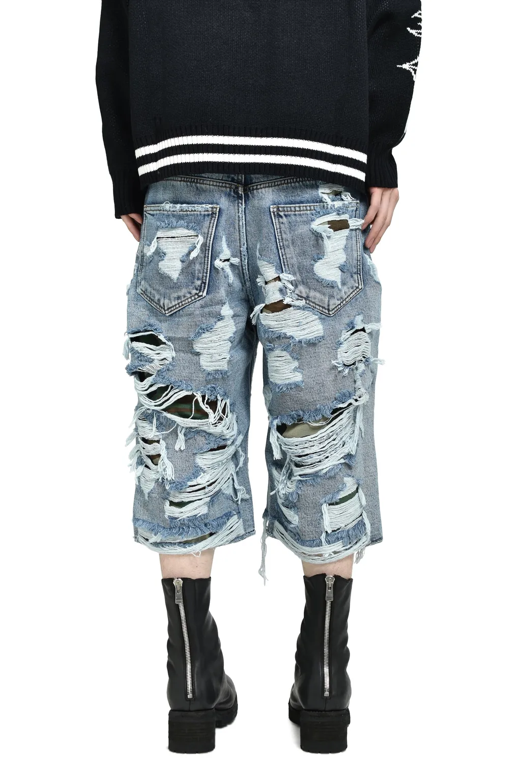 Hell Camo Denim Shorts / Blu