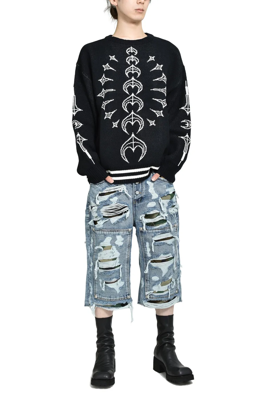 Hell Camo Denim Shorts / Blu