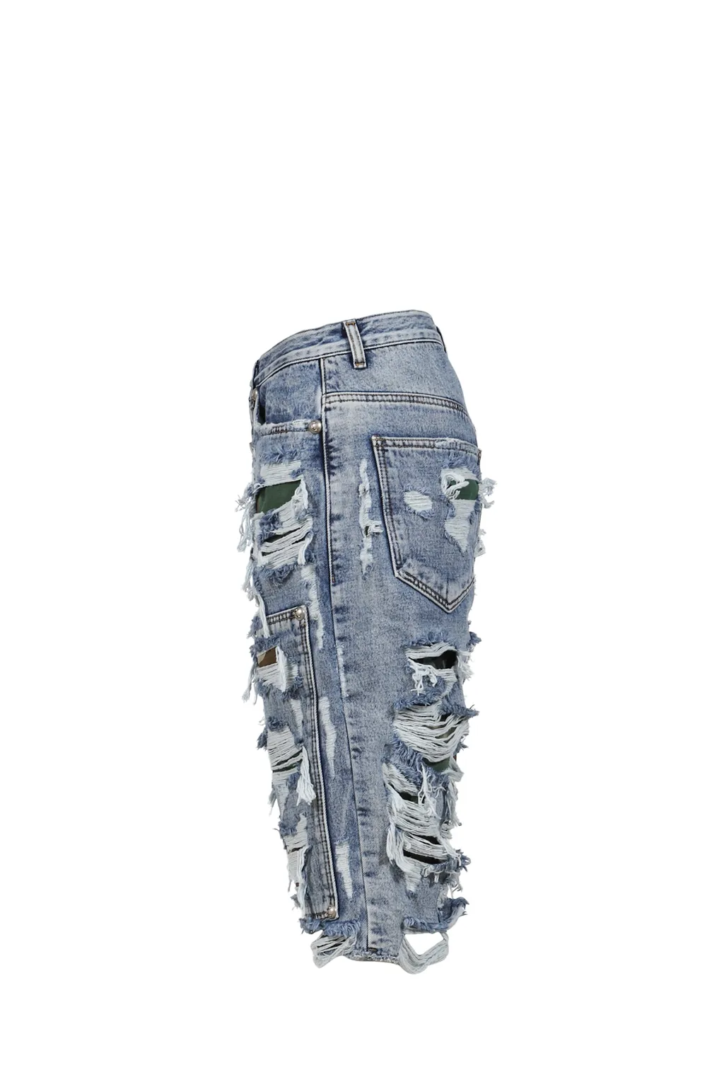 Hell Camo Denim Shorts / Blu