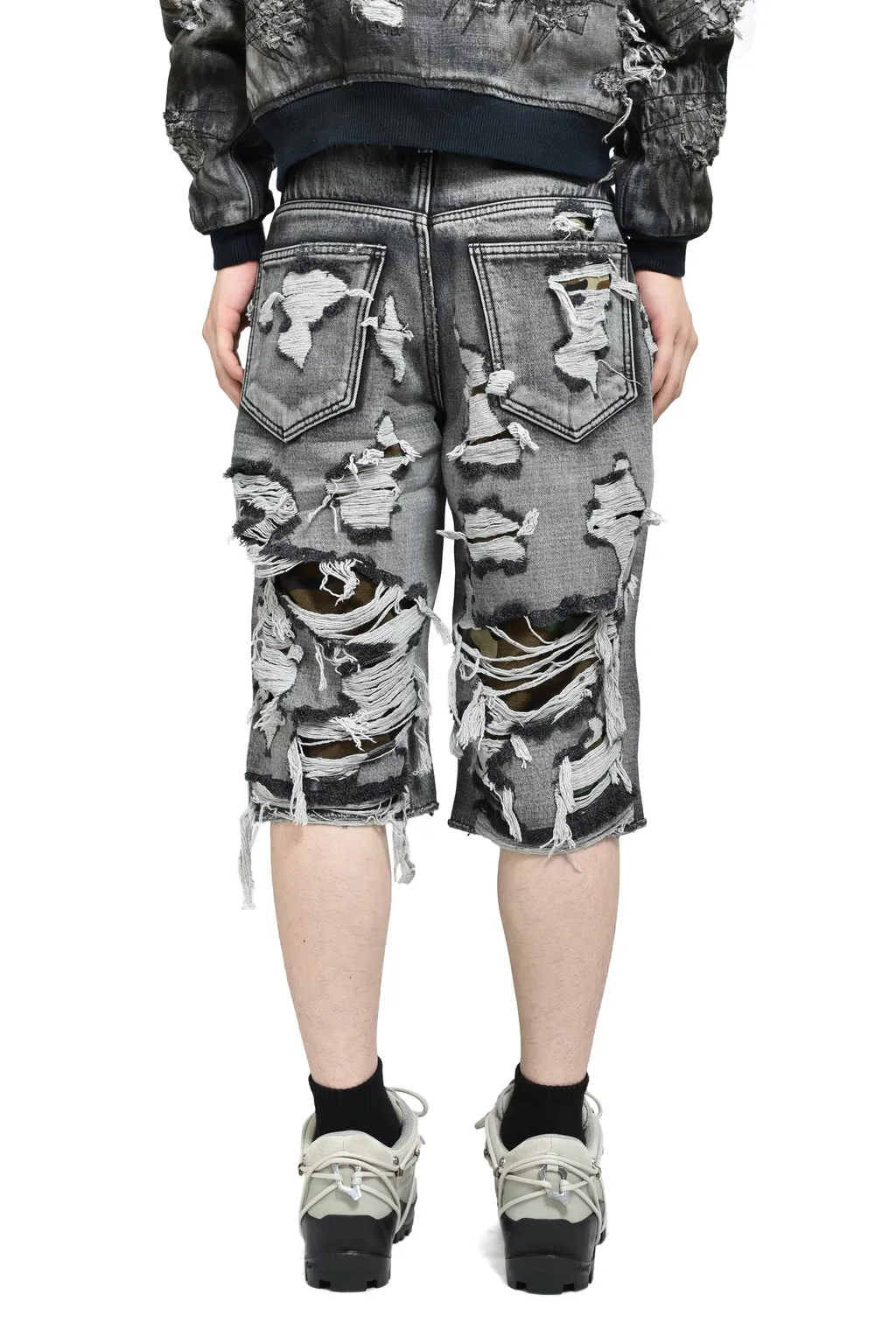 Hell Camo Denim Shorts / Black