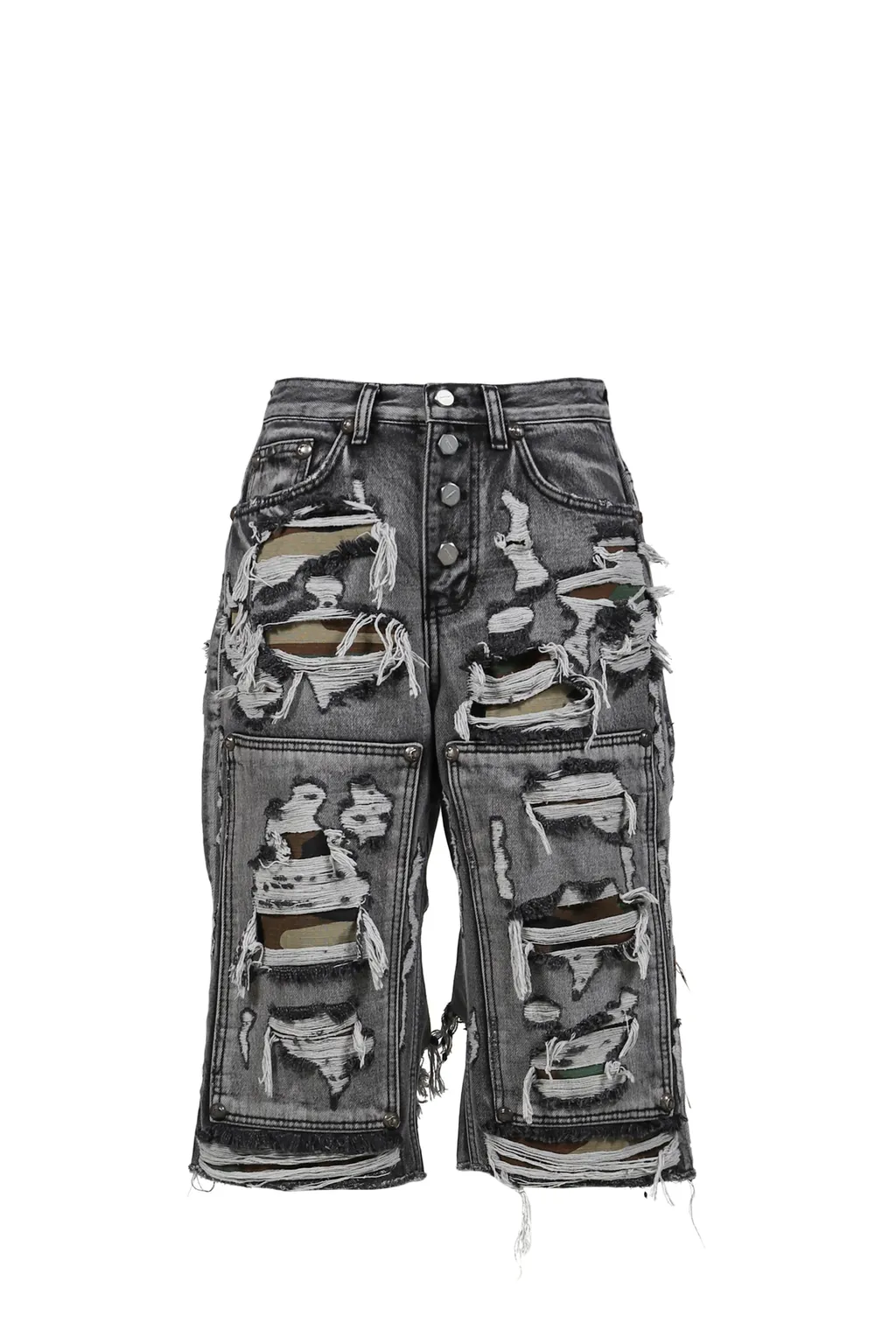 Hell Camo Denim Shorts / Black