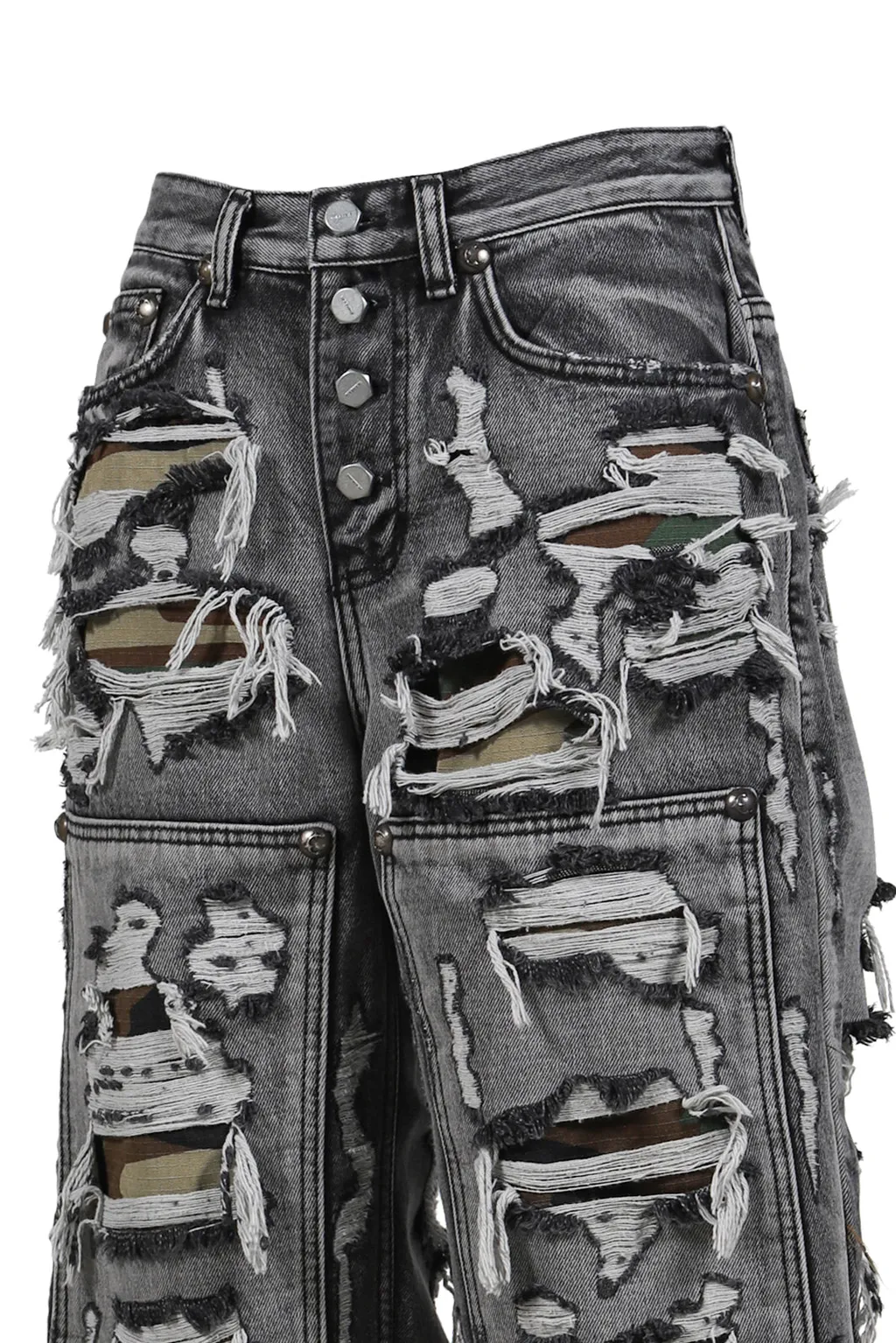 Hell Camo Denim Shorts / Black