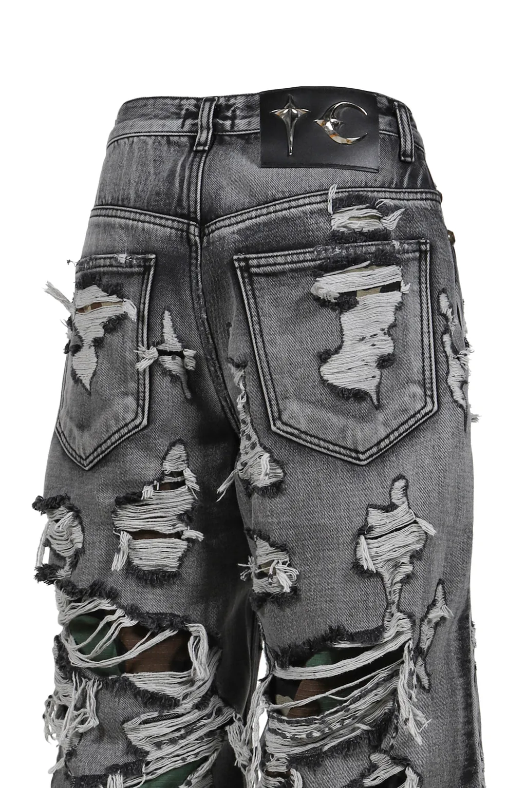Hell Camo Denim Shorts / Black