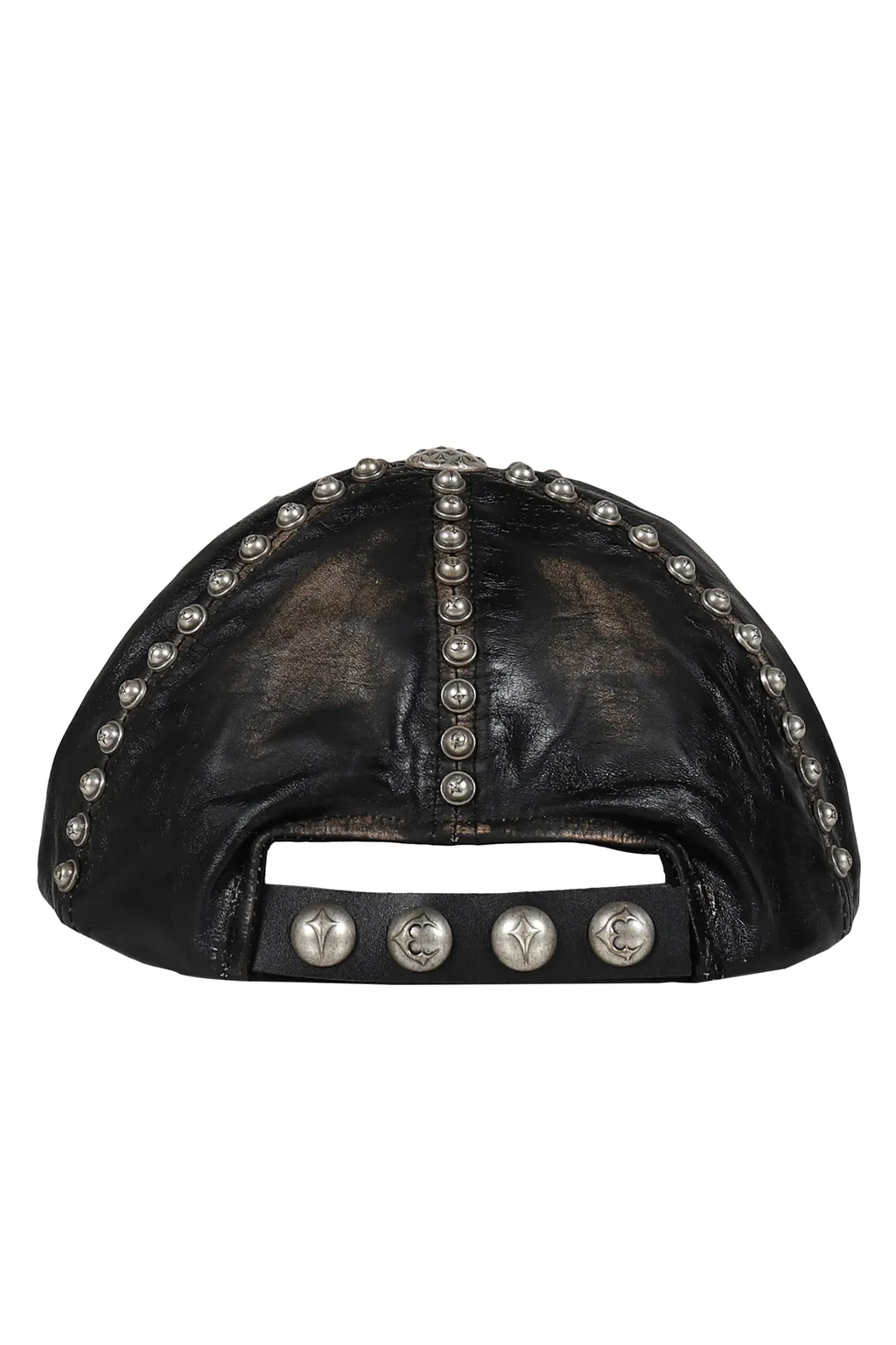 Studded Washed Leather Cap / Blk