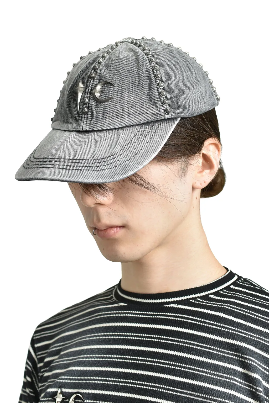 Studded Denim Cap / Black