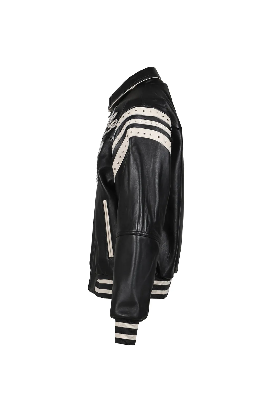 Encrusted Varsity Jacket / Blk