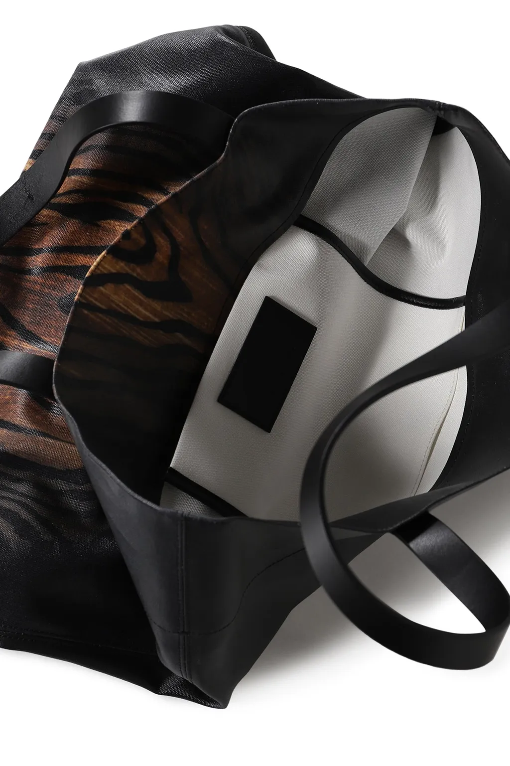 Coated Canvas Bag Printed / Blk/Brw Wood