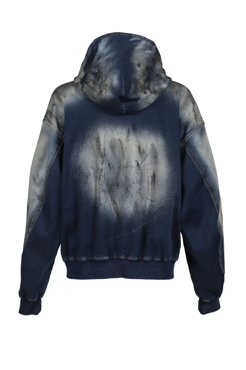 Dirty-Washed Zip-Up Hoodie / Navy