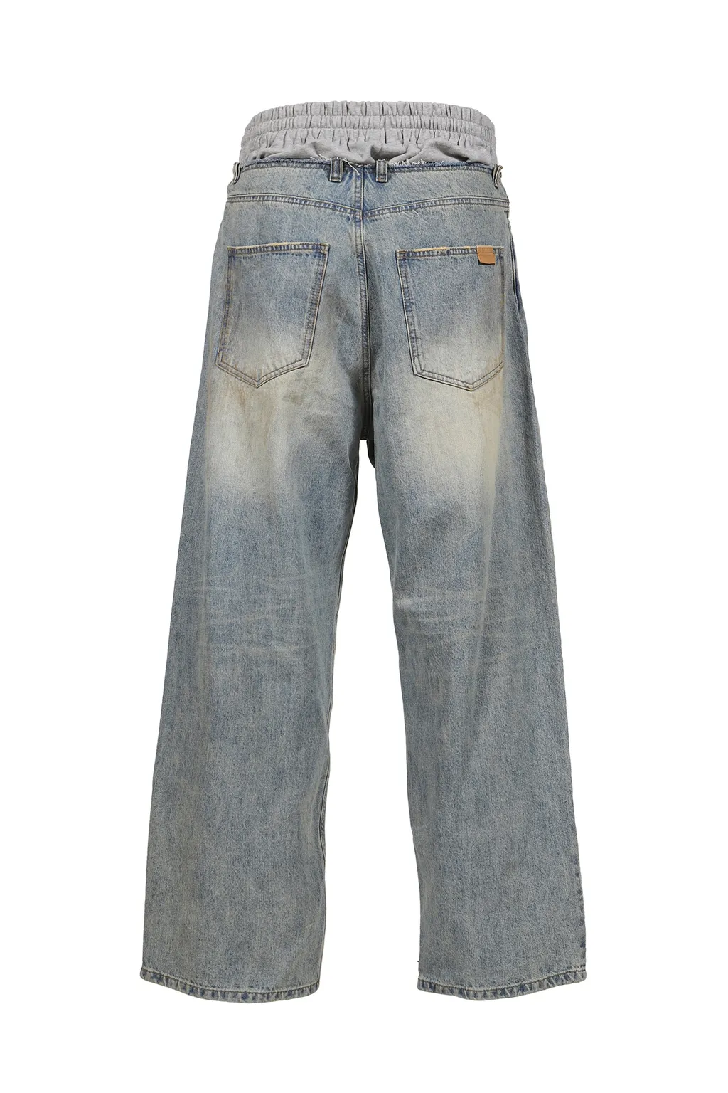 Sweatpants Layered Denim Pants / Blue