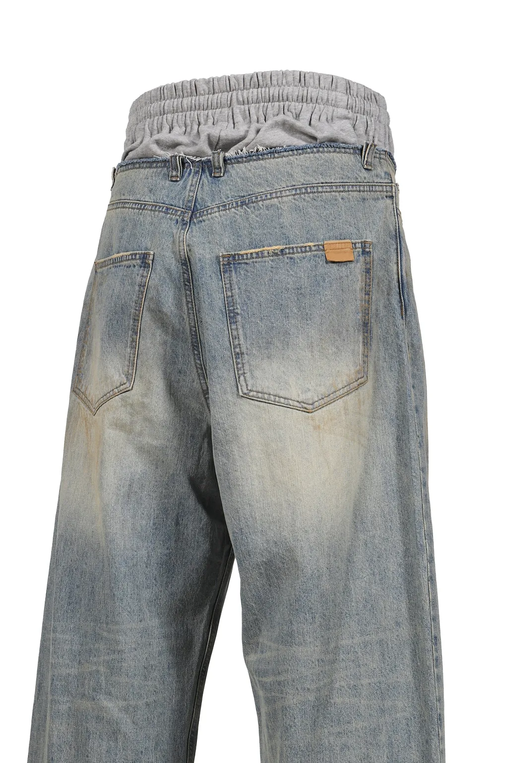 Sweatpants Layered Denim Pants / Blue