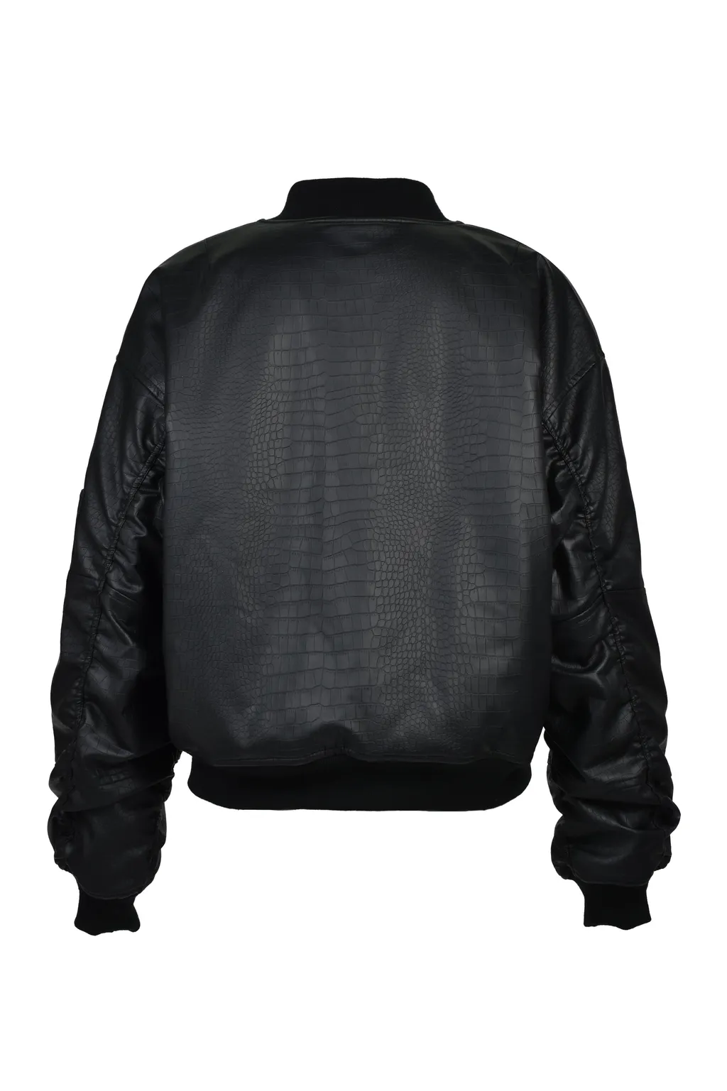 Faux Crocodile Bomber Jacket / Blk
