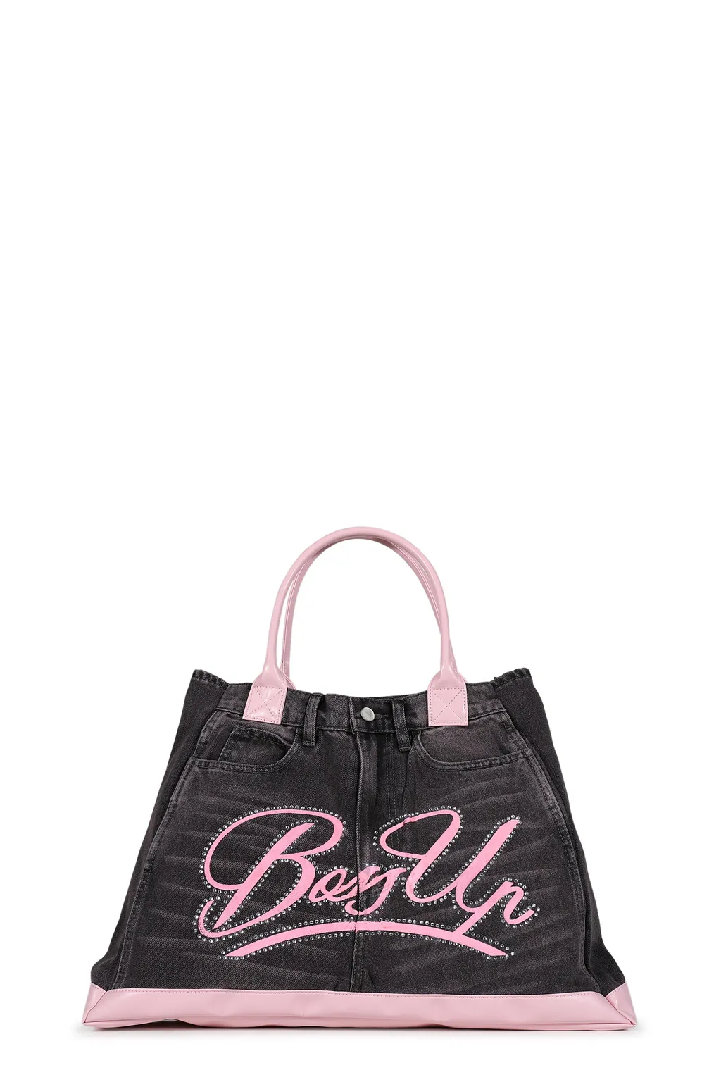 Remake Denim Tote Bag / Blk/Pink