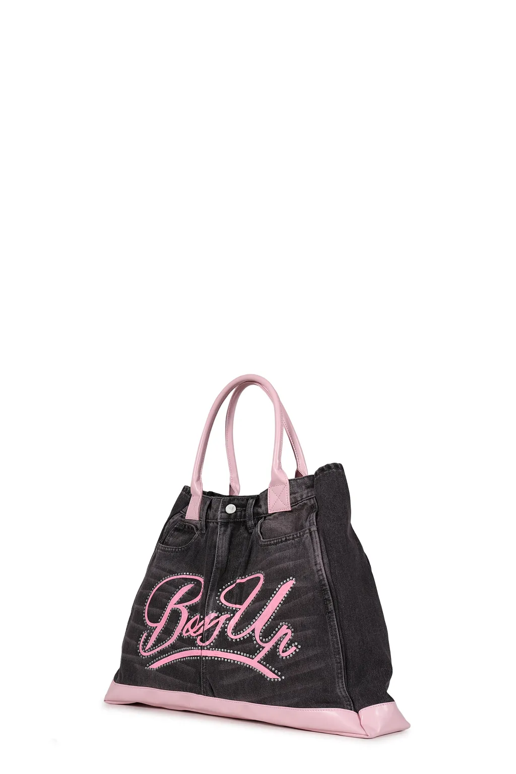 Remake Denim Tote Bag / Blk/Pink