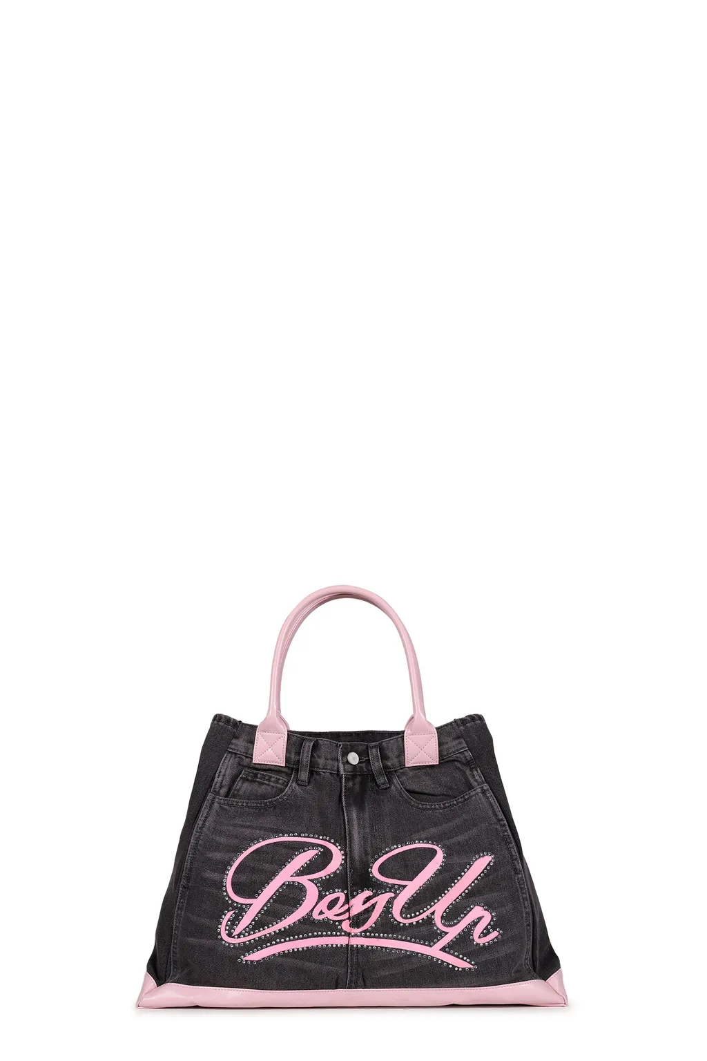 Remake Denim Tote Bag / Blk/Pink