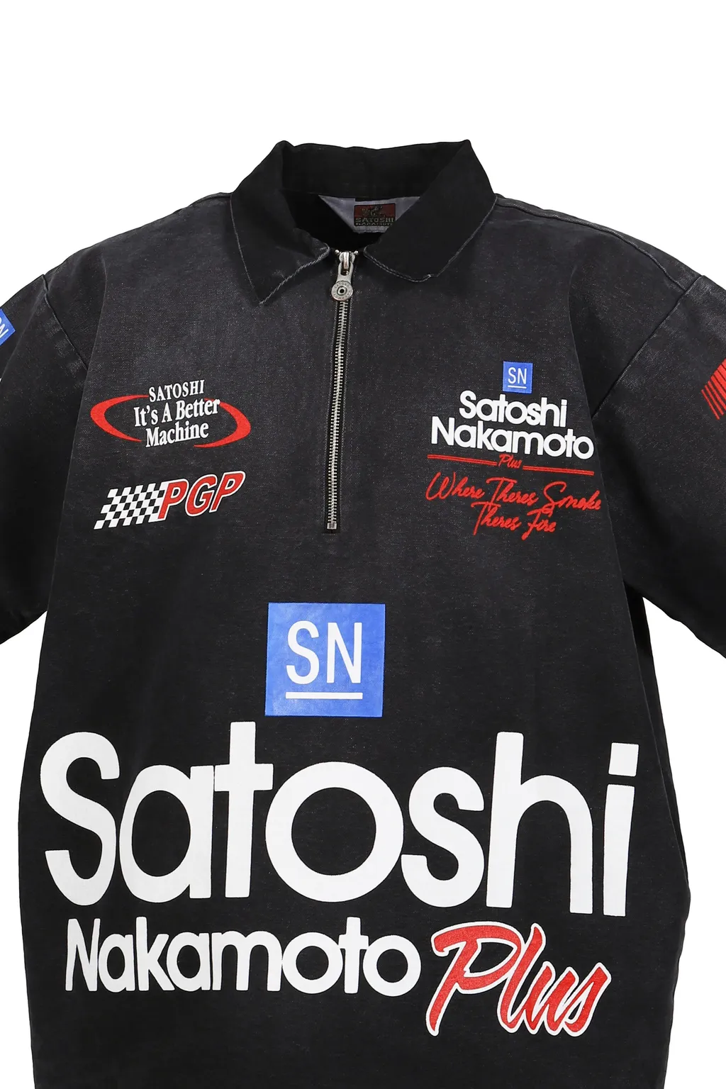 Satoshi Mechanic Half Zip / Vtg Blk