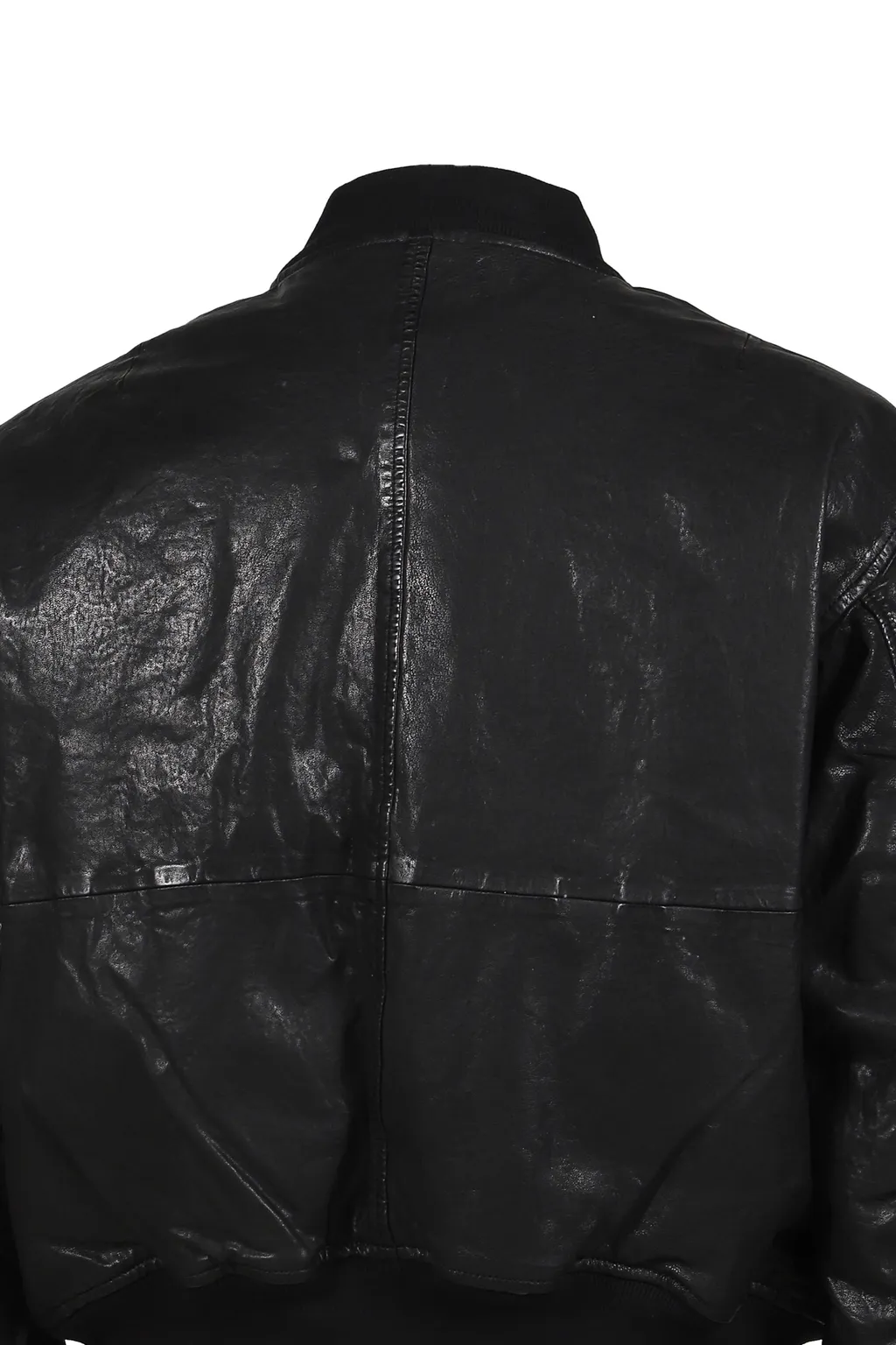 Cow Leather Cropperd Bomber / Blk