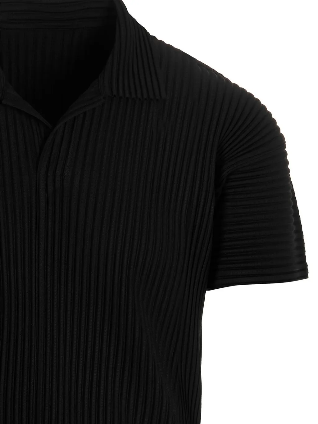Issey Miyake V-Neck Pleated Polo Shirt