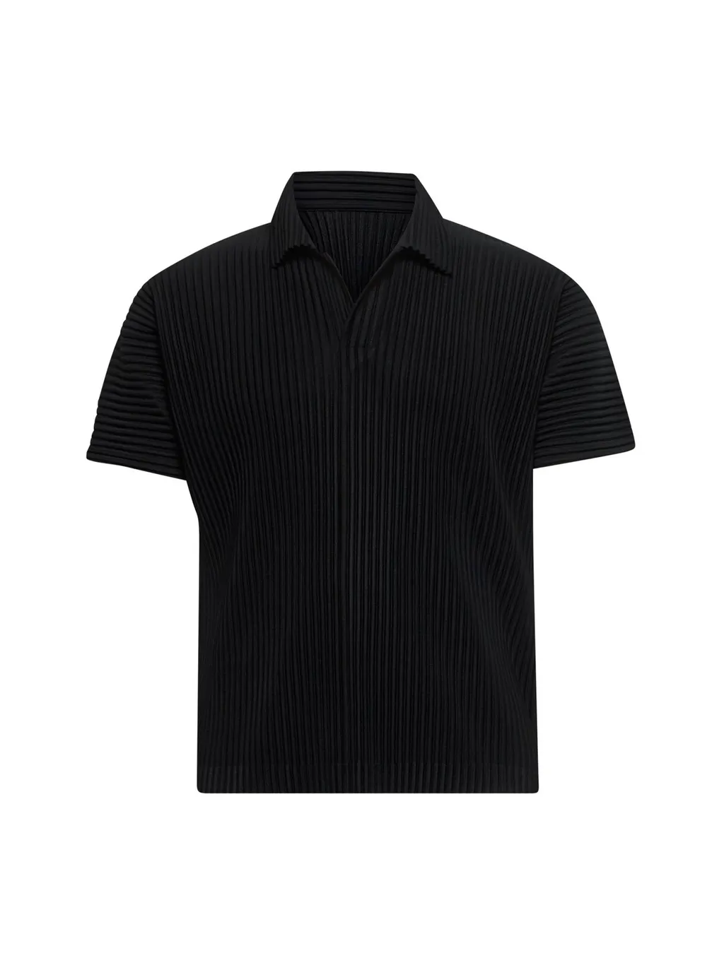 Homme Plissé Issey Miyake Pleated Split Neck Polo Shirt