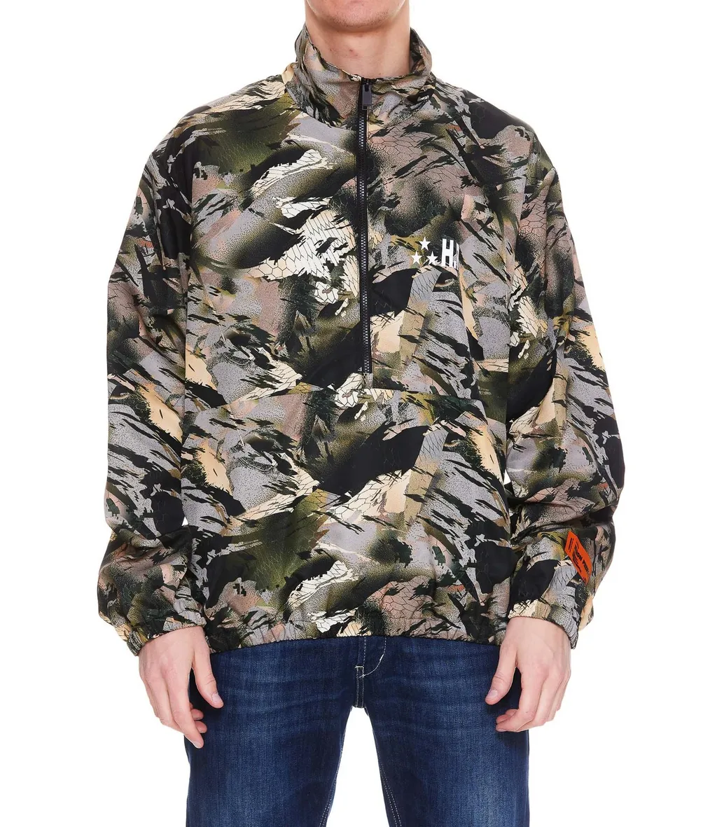 Heron Preston Logo-Patch Camouflage Print Jacket