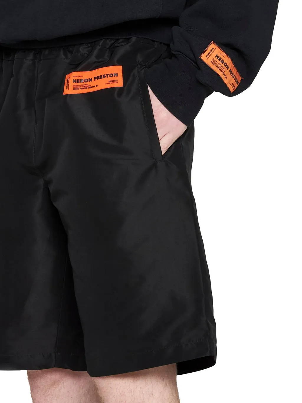 Heron Preston	Logo Patch Knee-Length Track Shorts