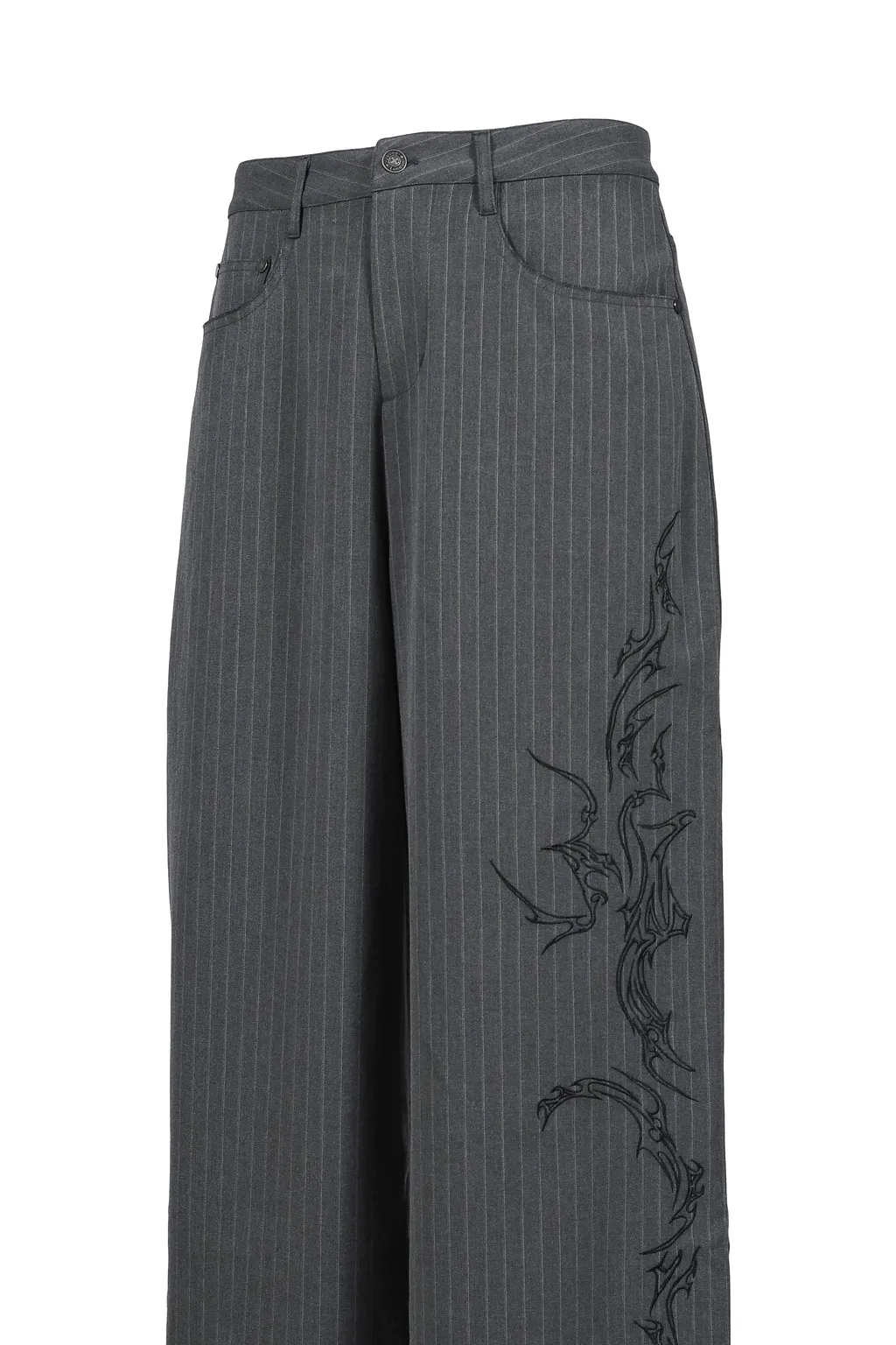 Gothic Pinstripe Goliath Trousers / Gry