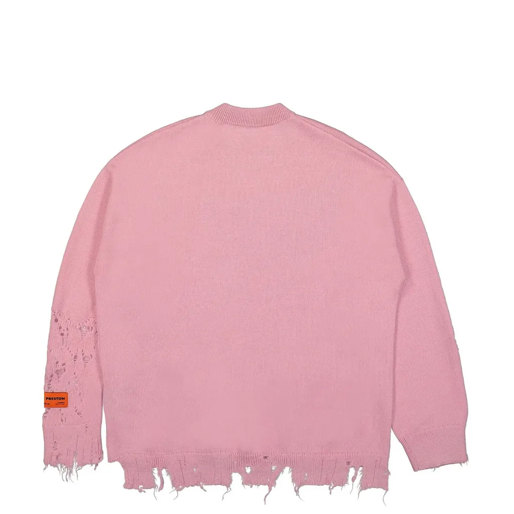 Heron Preston Logo Embroidered Distressed Knitted Jumper