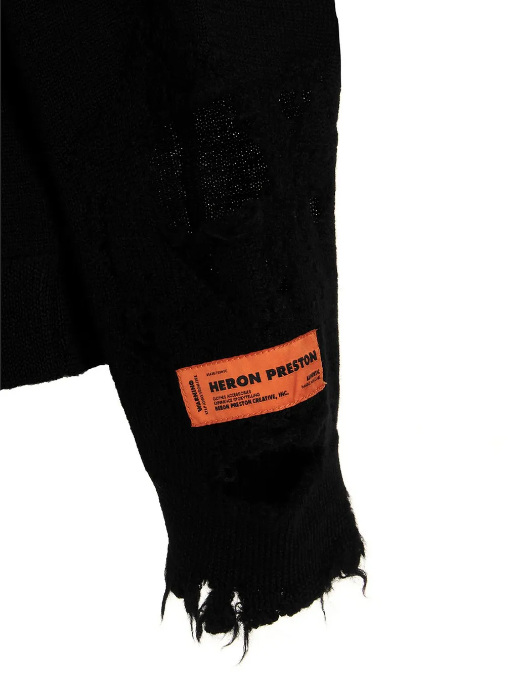 Heron Preston Logo Embroidered Distressed Crewneck Sweater