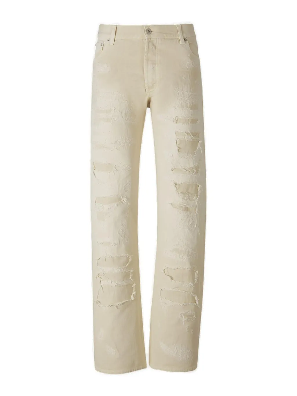 Heron Preston Straight-Leg Logo Patch Distressed Jeans