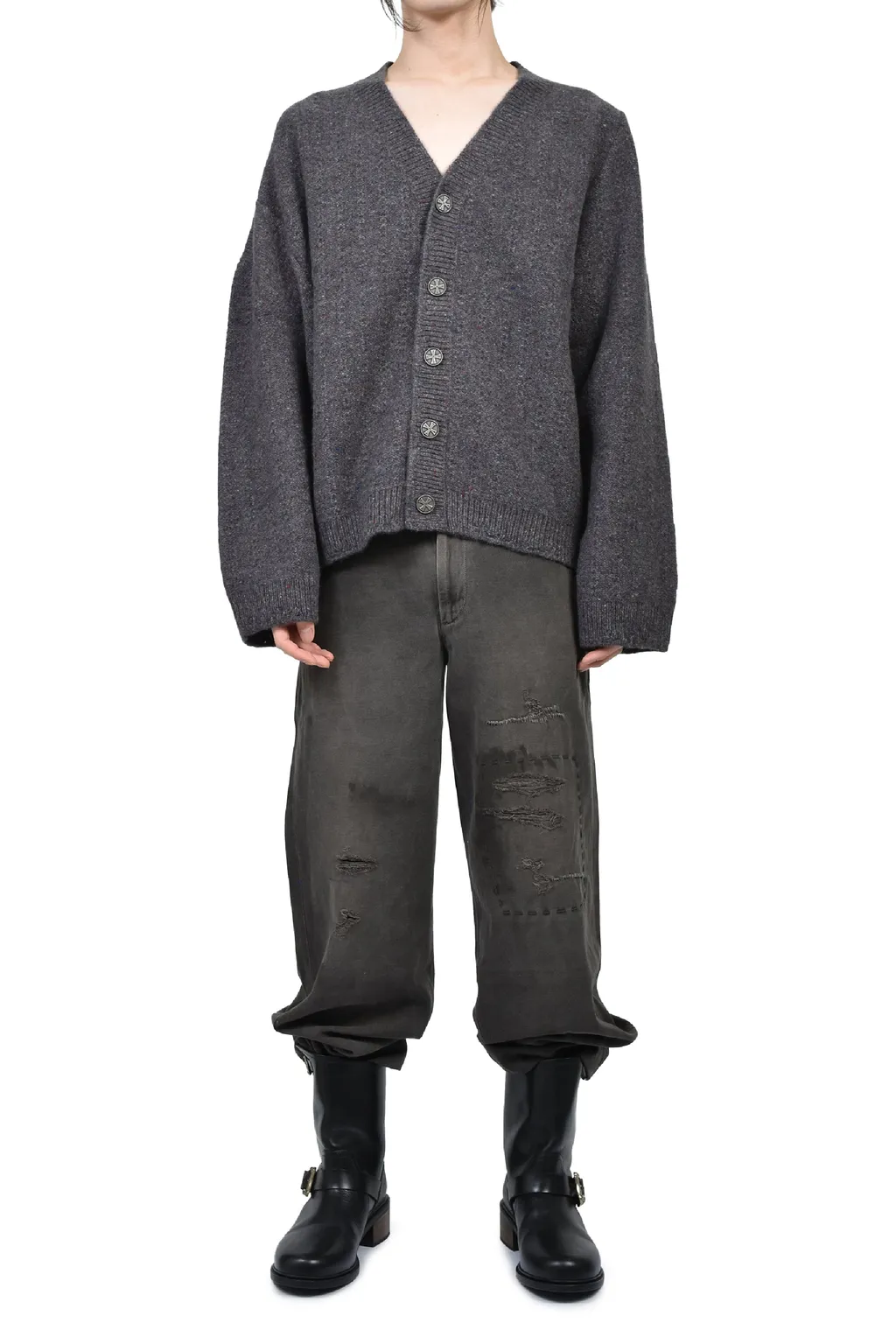 Asymmetrical Cardigan / Tweed Gry