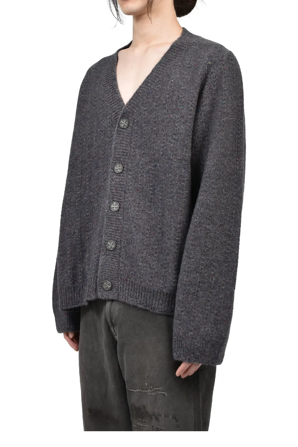 Asymmetrical Cardigan / Tweed Gry