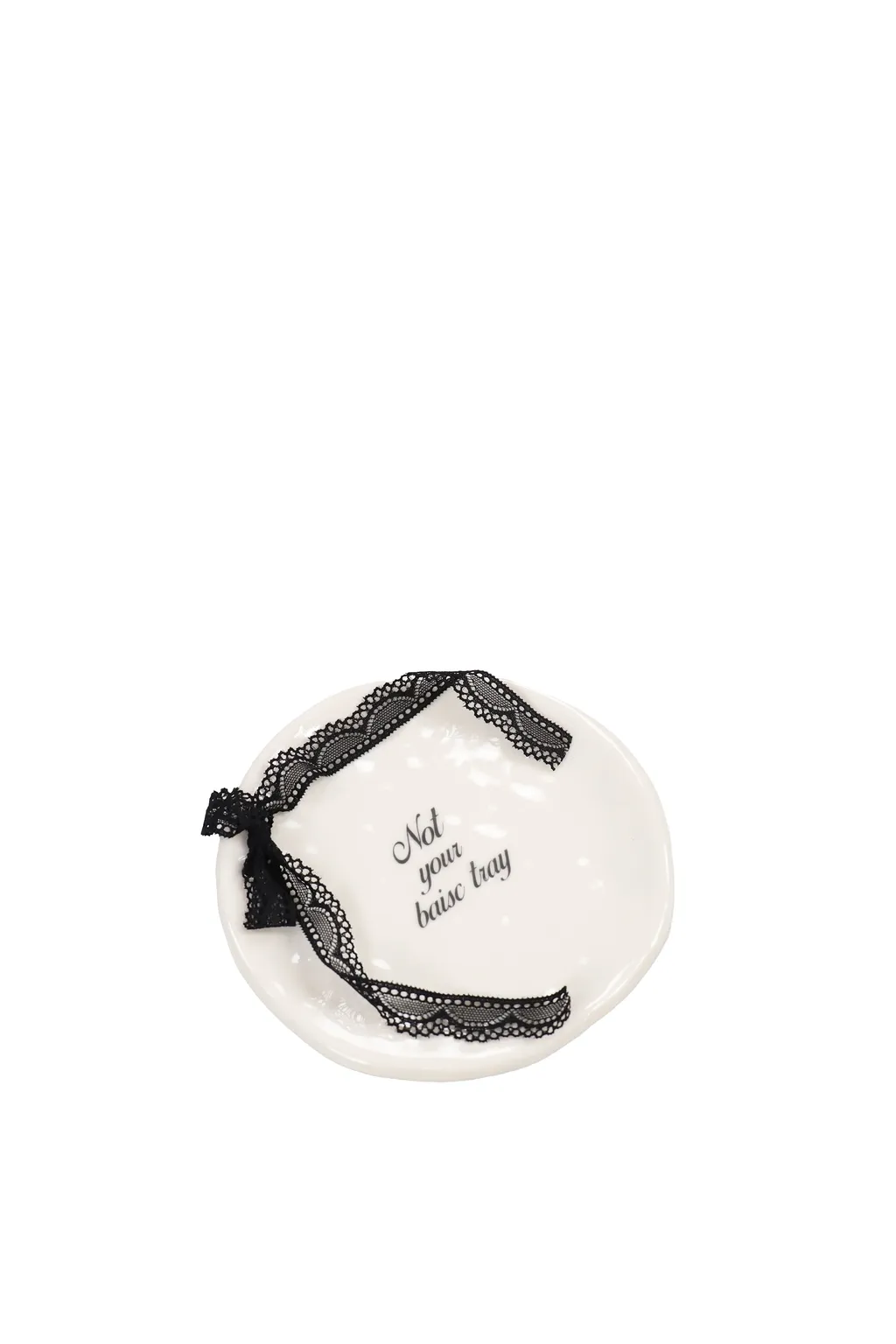 Not Your Basic Tray Round Ribbon / Wht
