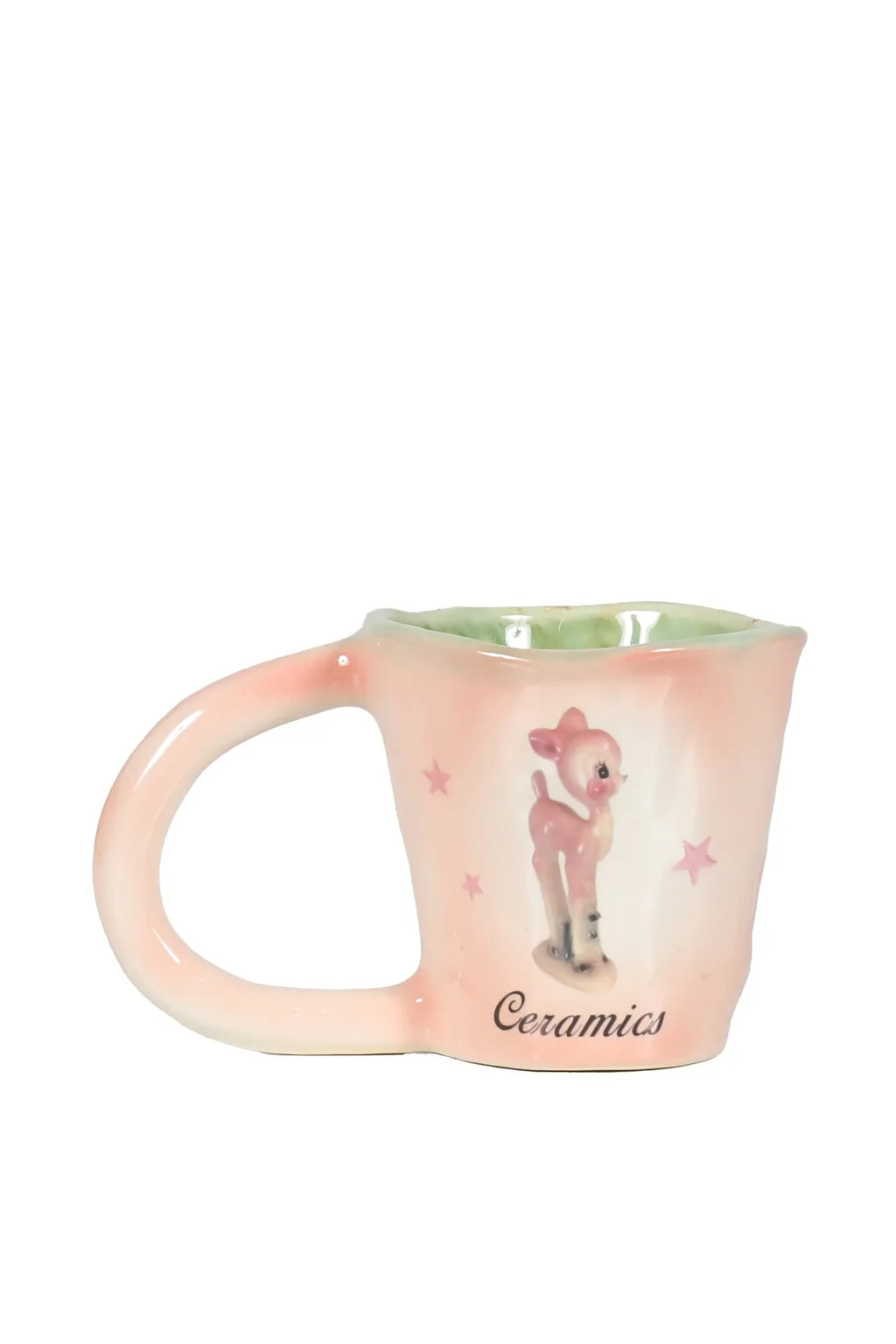 Vintage Pink Deer Ugly Mug / Pink Ceramic
