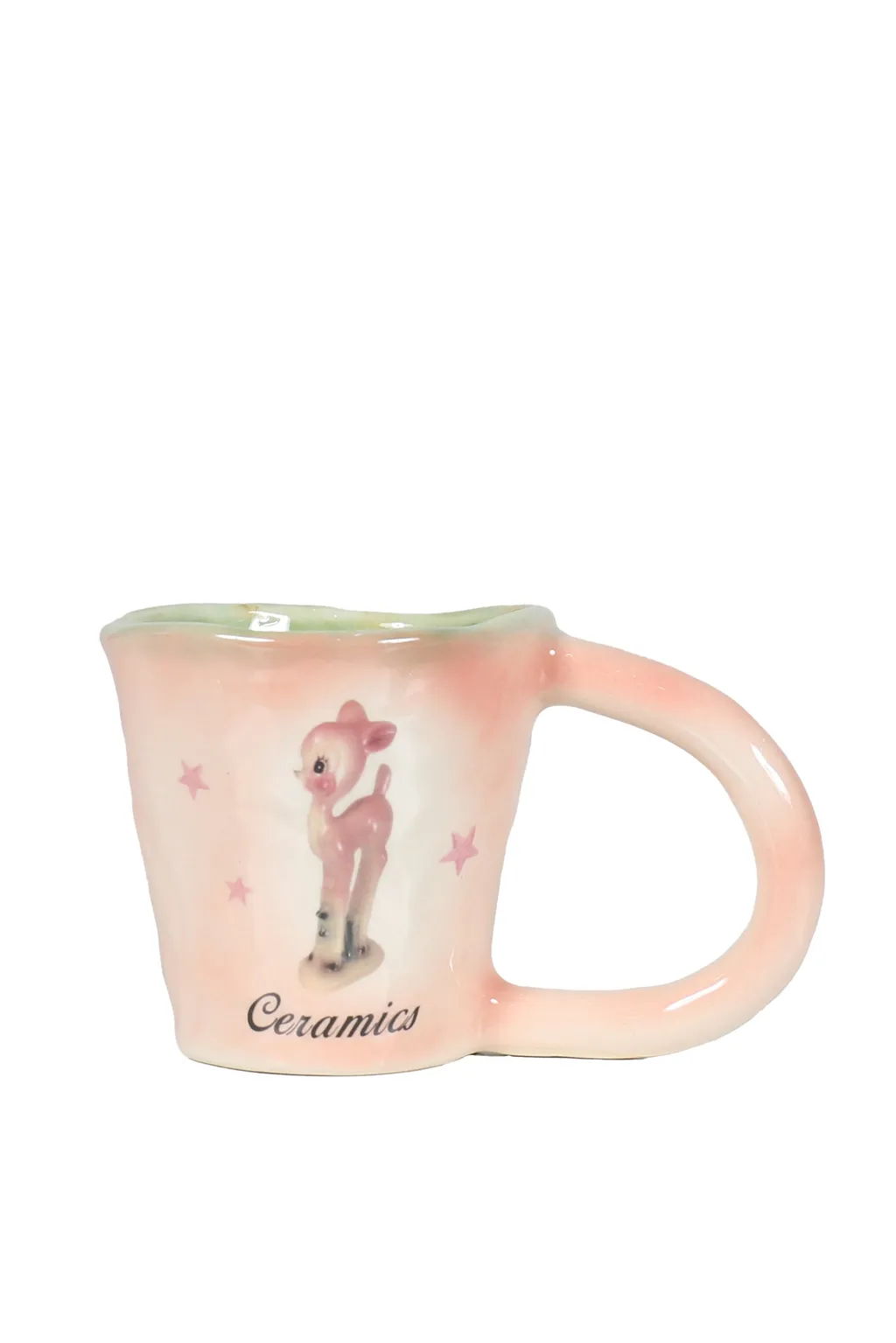 Vintage Pink Deer Ugly Mug / Pink Ceramic
