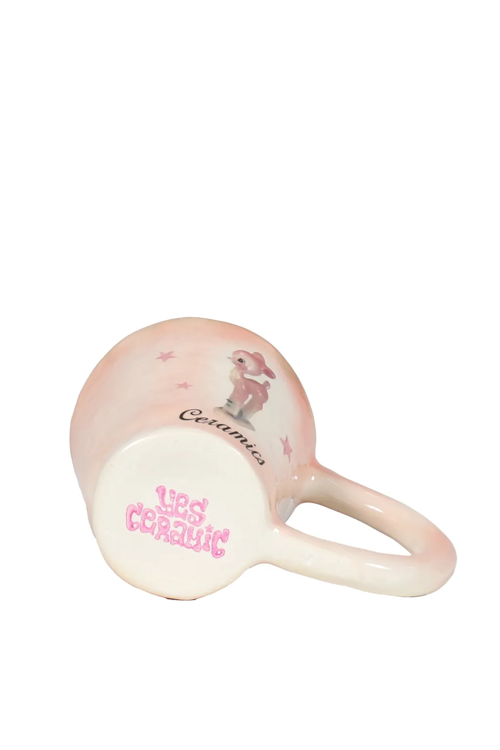 Vintage Pink Deer Ugly Mug / Pink Ceramic