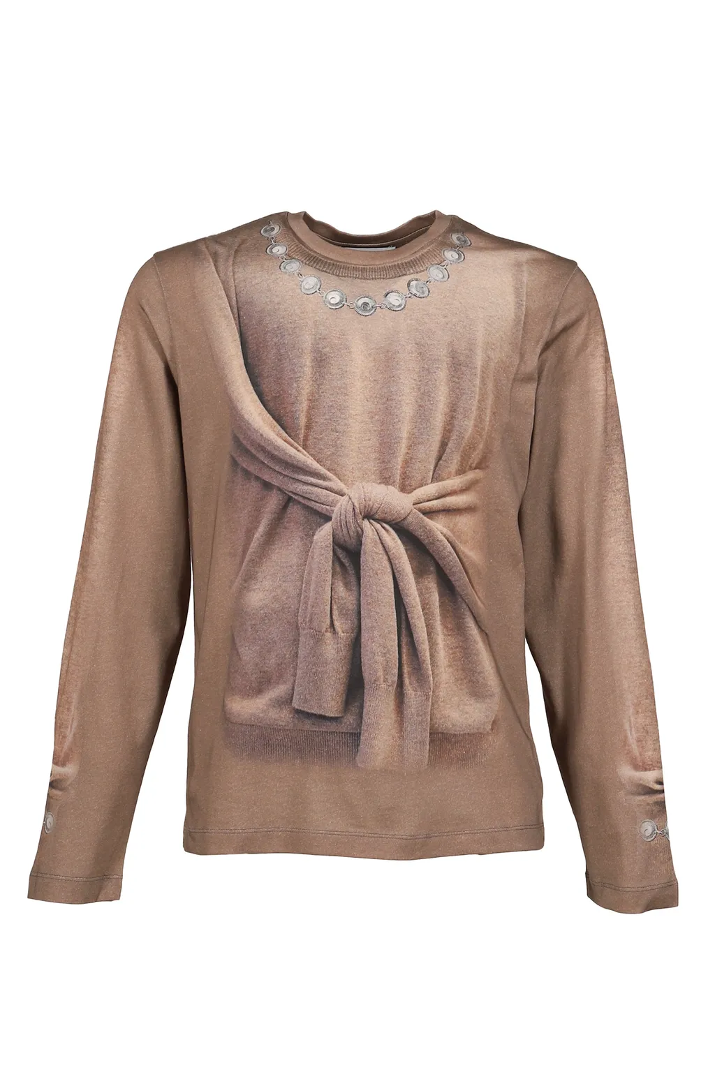 Trompe-L'oeil Knit Jersey Ls T-Shirt / Bei