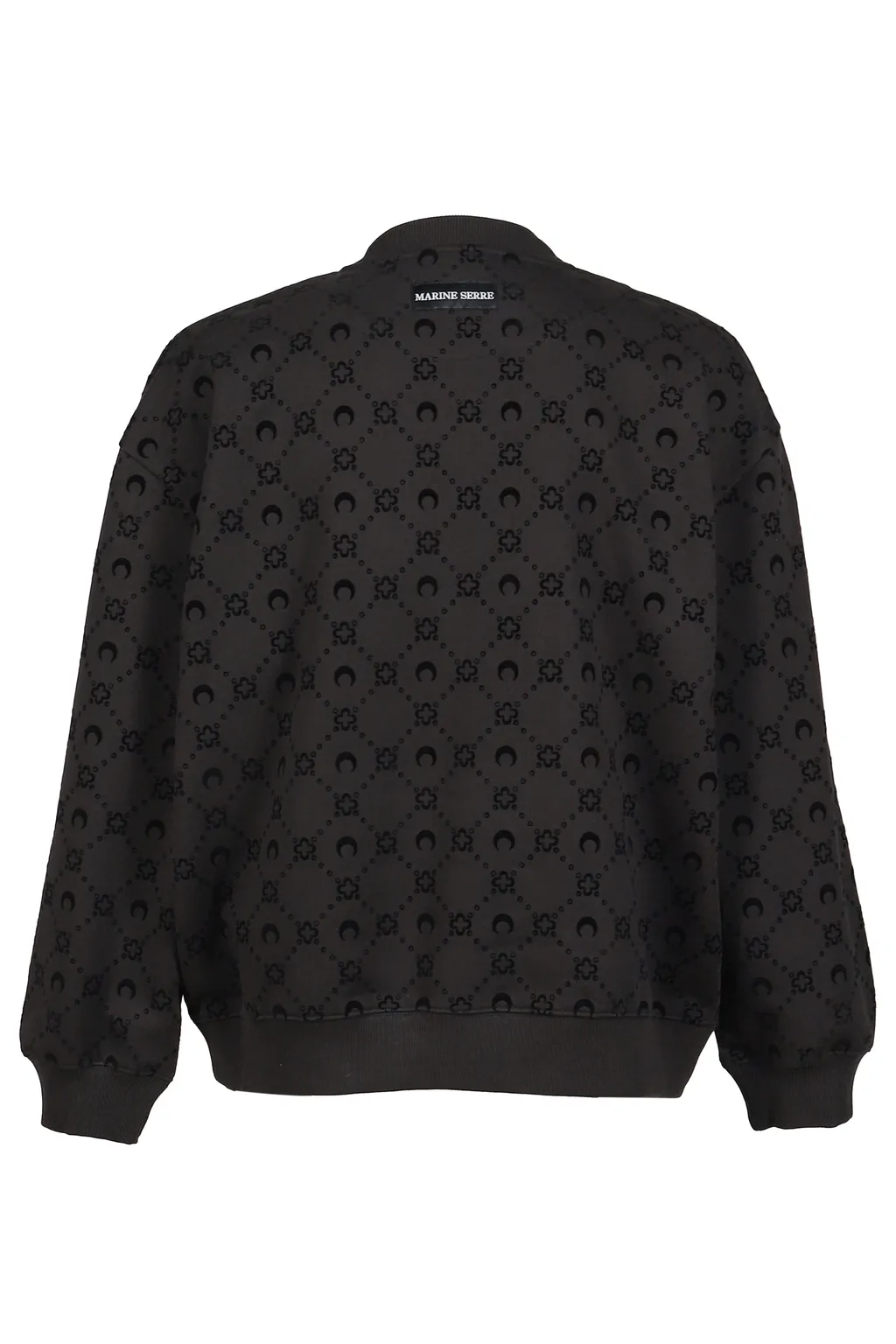 Moonogram Flocked Fleece Relaxed Sweatshir / Blk