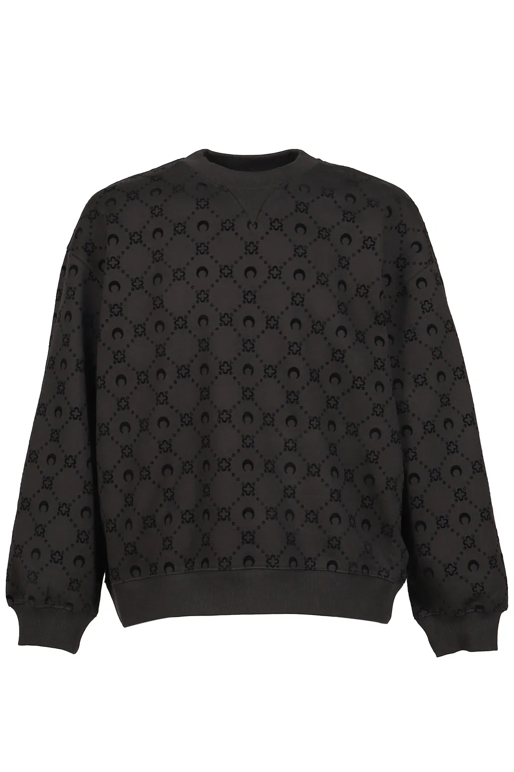 Moonogram Flocked Fleece Relaxed Sweatshir / Blk