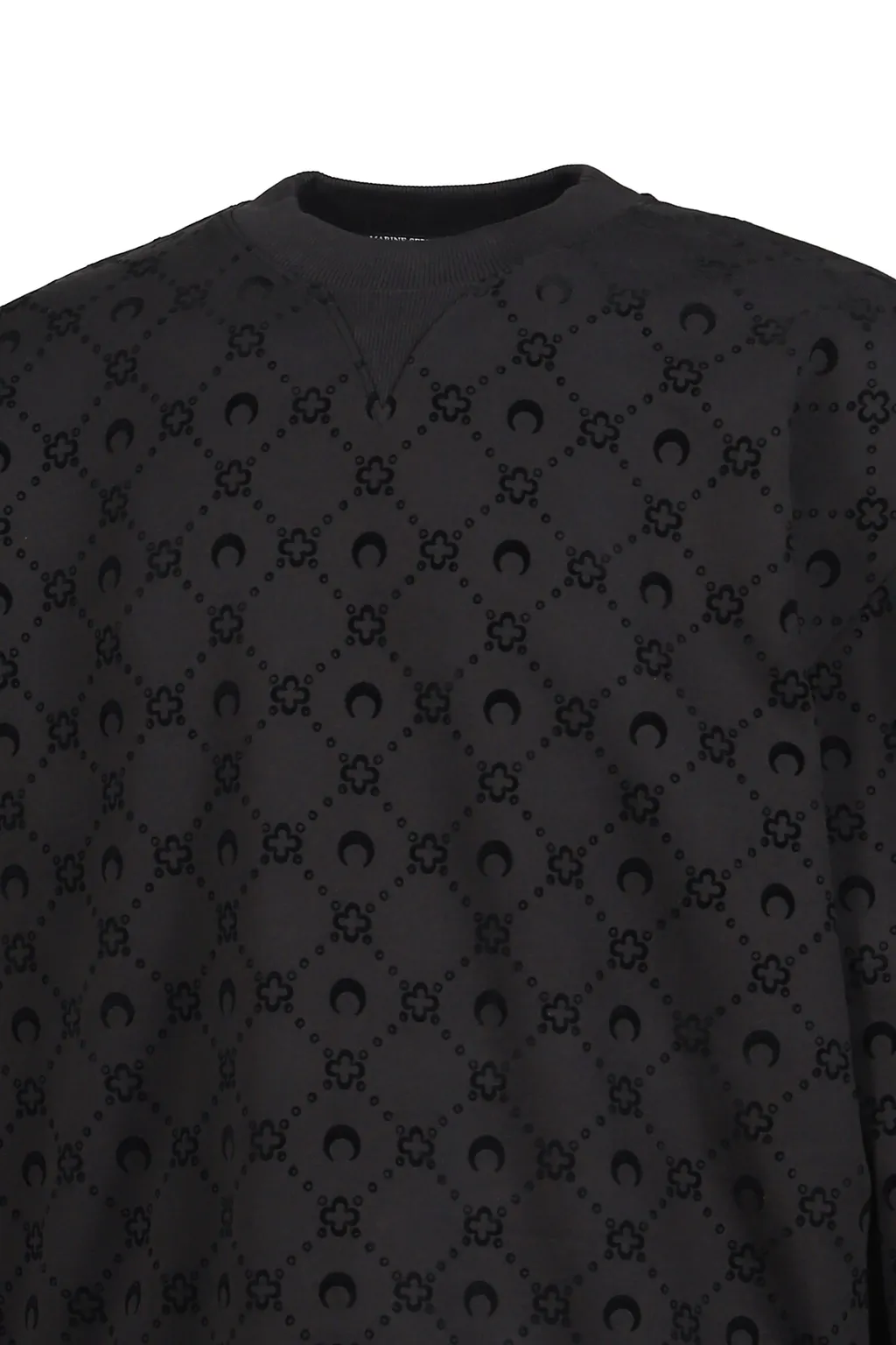 Moonogram Flocked Fleece Relaxed Sweatshir / Blk