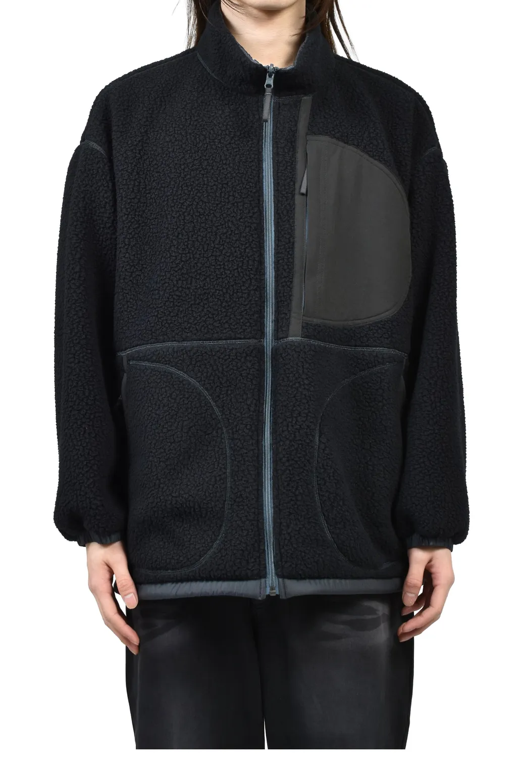 Fleece Liner Nylon Zip Up Jacket / Weather Mj Connection / Blk