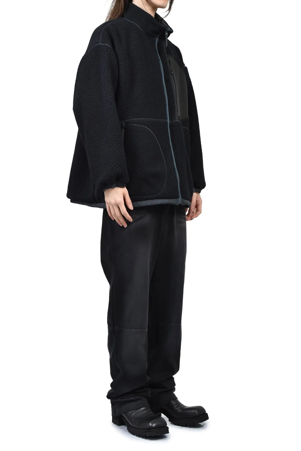Fleece Liner Nylon Zip Up Jacket / Weather Mj Connection / Blk